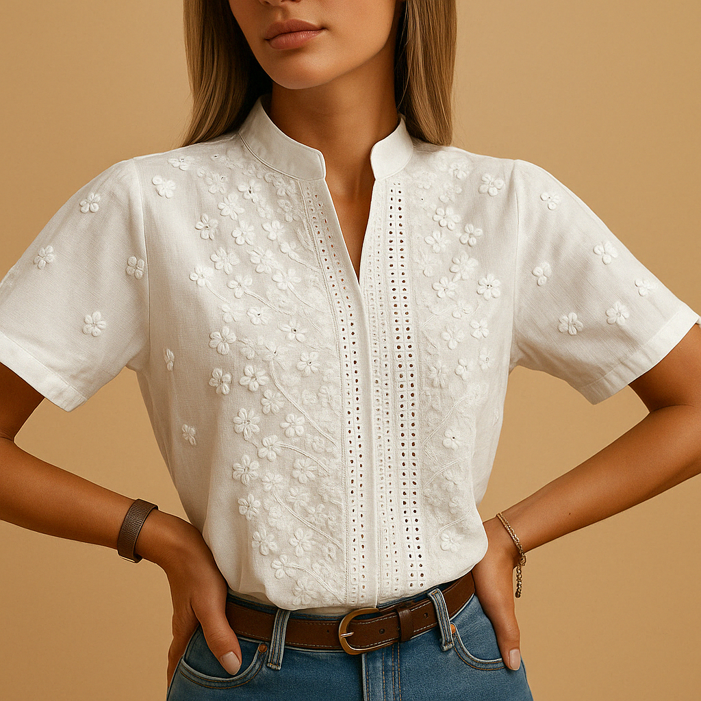 Lise – Hvid Bluse i Tidløst Design